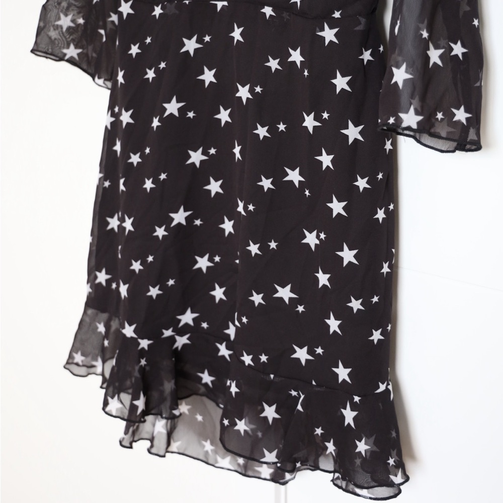Nasty Gal Black Dress with White Stars & Open Back Detail size Medium